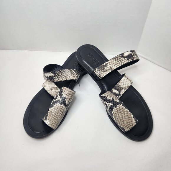 Sarto Franco Snake Print Leather Sandals Block Heel Size 7.5 - Picture 1 of 6